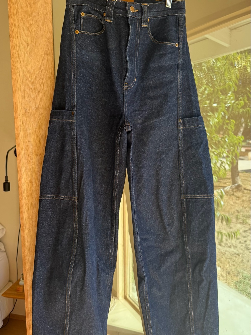 High-Rise Wide Leg Dark Blue Jeans - Classic Flare - Picture 7 of 11